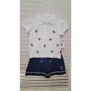 Embroidered Anchor-print IZOD baby girl's two-piece set 3T NWT